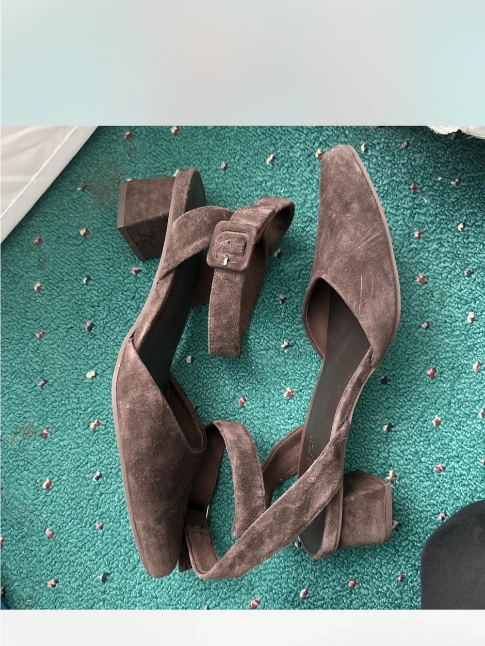 Brown Suede Block Heel Sandals